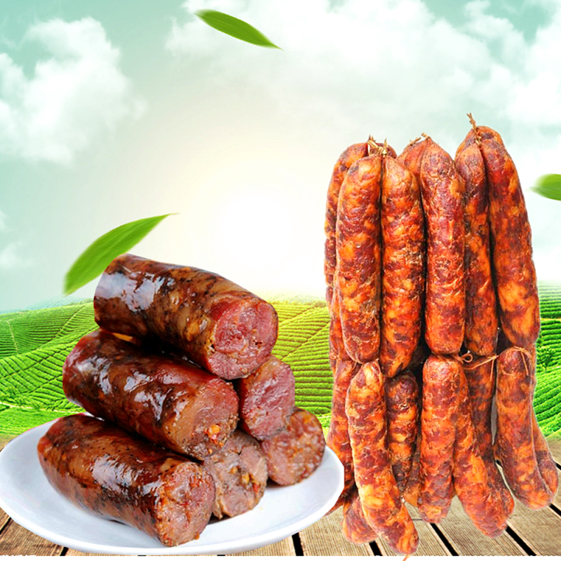 Sichuan Old Lake Sauchigawa hand - made spicy sausage 500g Huaxian smoked sausage lake South Xiangxi pig sausage in Sichuan