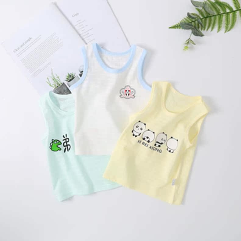 Childrens vest sling mùa hè mỏng bé bông tre bông bông đáy.