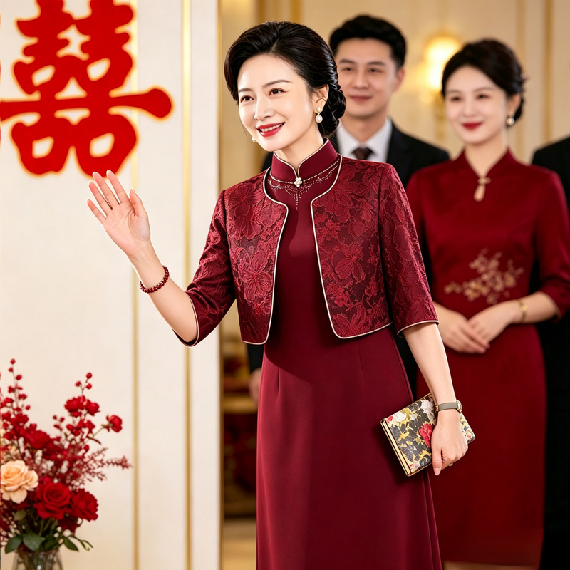 Wedding Dress Set for Petite Mothers, 2026 New Autumn Style, Suitable for Mother-In-Law at Wedding Banquets, Can Be Worn Casually Wedding Dress Set for Petite Mothers, 2026 New Autumn Style, Suitable for Mother-In-Law at Wedding Banquets, Can Be Worn Casually