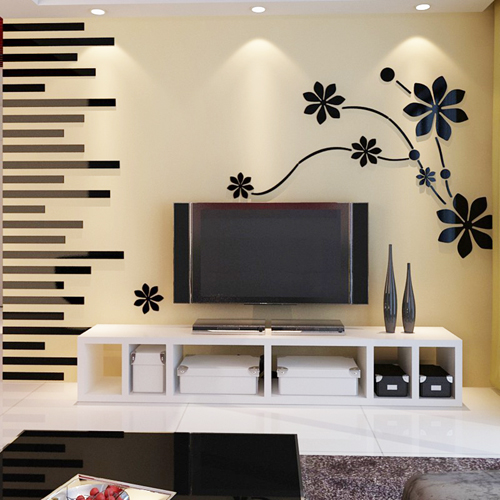 3D TV video wall crystal three-dimensional wall stickers acrylic embossed background wall living room sofa wall mirror decoration