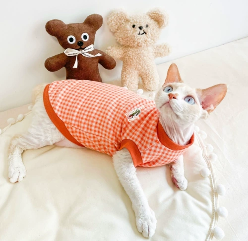 Muamuababy безволосая одежда для кошек сфинкс с чистым хлопковым цветом весна и летняя жилетка прилива