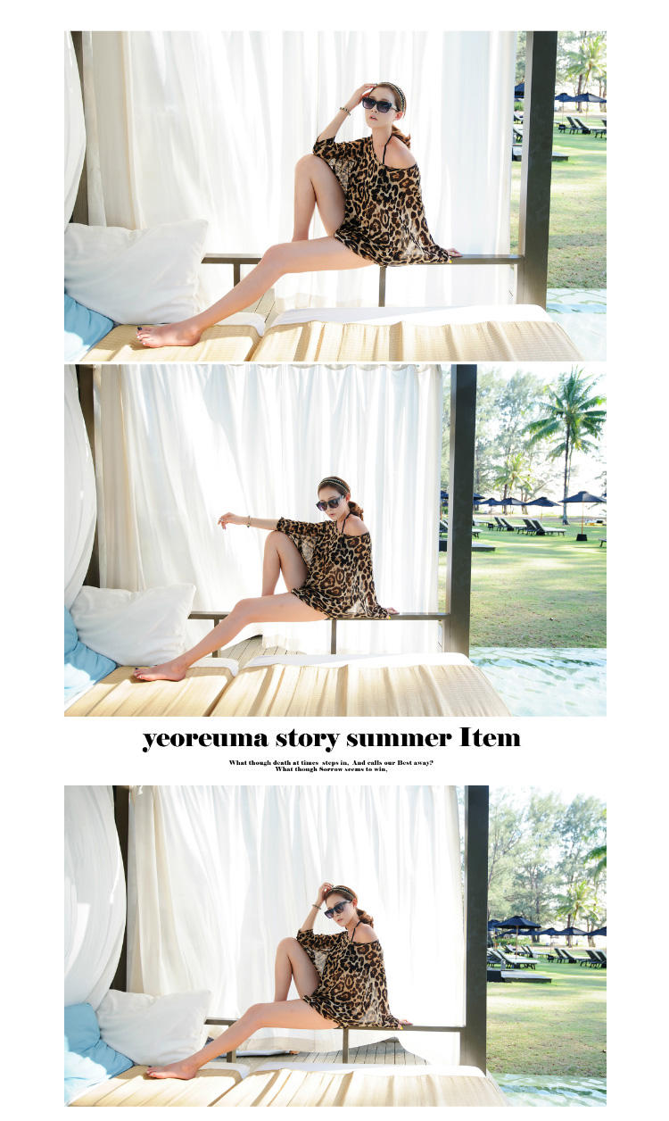Chiffon FashionBikini(Deep coffee leopard print) NHXW0071-Deep coffee leopard print