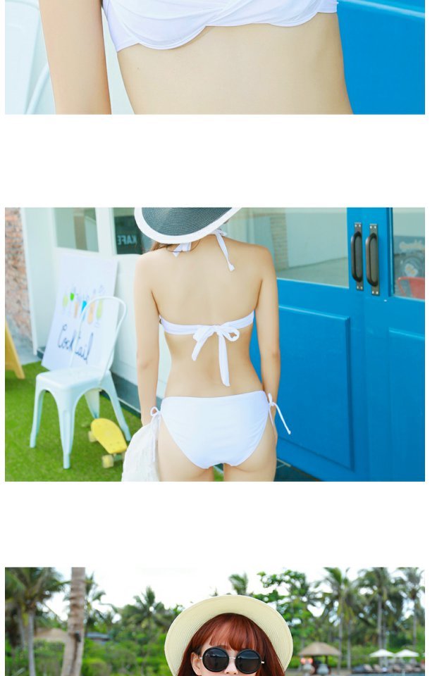 Phiên bản cổ điển Hàn Quốc của bộ bikini màu thép rắn có thể điều chỉnh tập hợp áo tắm gợi cảm BIKINI là áo tắm mỏng nữ nóng bỏng váy tắm biển đẹp