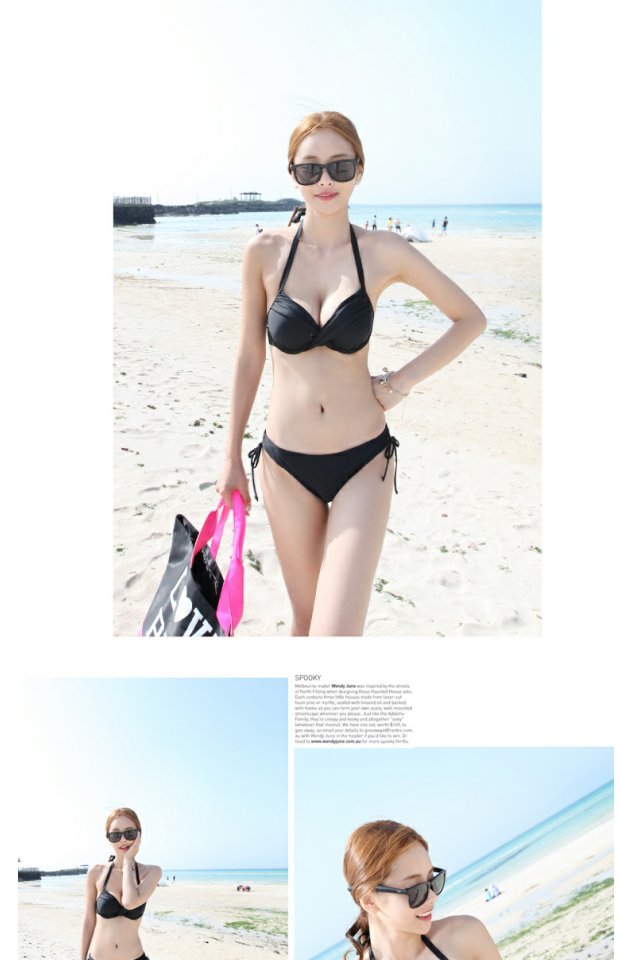 Phiên bản cổ điển Hàn Quốc của bộ bikini màu thép rắn có thể điều chỉnh tập hợp áo tắm gợi cảm BIKINI là áo tắm mỏng nữ nóng bỏng váy tắm biển đẹp