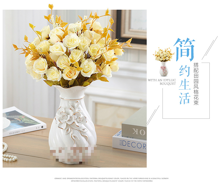 Ceramic vase furnishing articles sitting room flower arranging the Nordic creative contracted white table dry flower decoration American Europe type restoring ancient ways