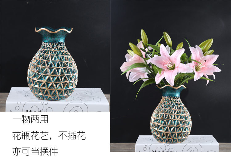 Contracted and I and fashionable ceramic floor living room joker furnishing articles European - style flowers creative large vases, silk cloth