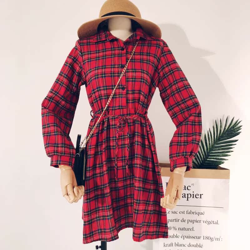 Gentle cô gái gió đại học nhỏ tươi kẻ sọc dress đứng cổ áo ngực đơn vành đai thắt lưng Một từ váy pettiskirt mẫu chân váy chữ a ngắn