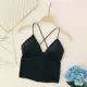 Châu Âu và Hoa Kỳ kỳ nghỉ phong cách retro rắn màu nhung gợi cảm V-cổ đeo chéo vest ngắn đoạn đai vành đai ngực hàng đầu áo nữ