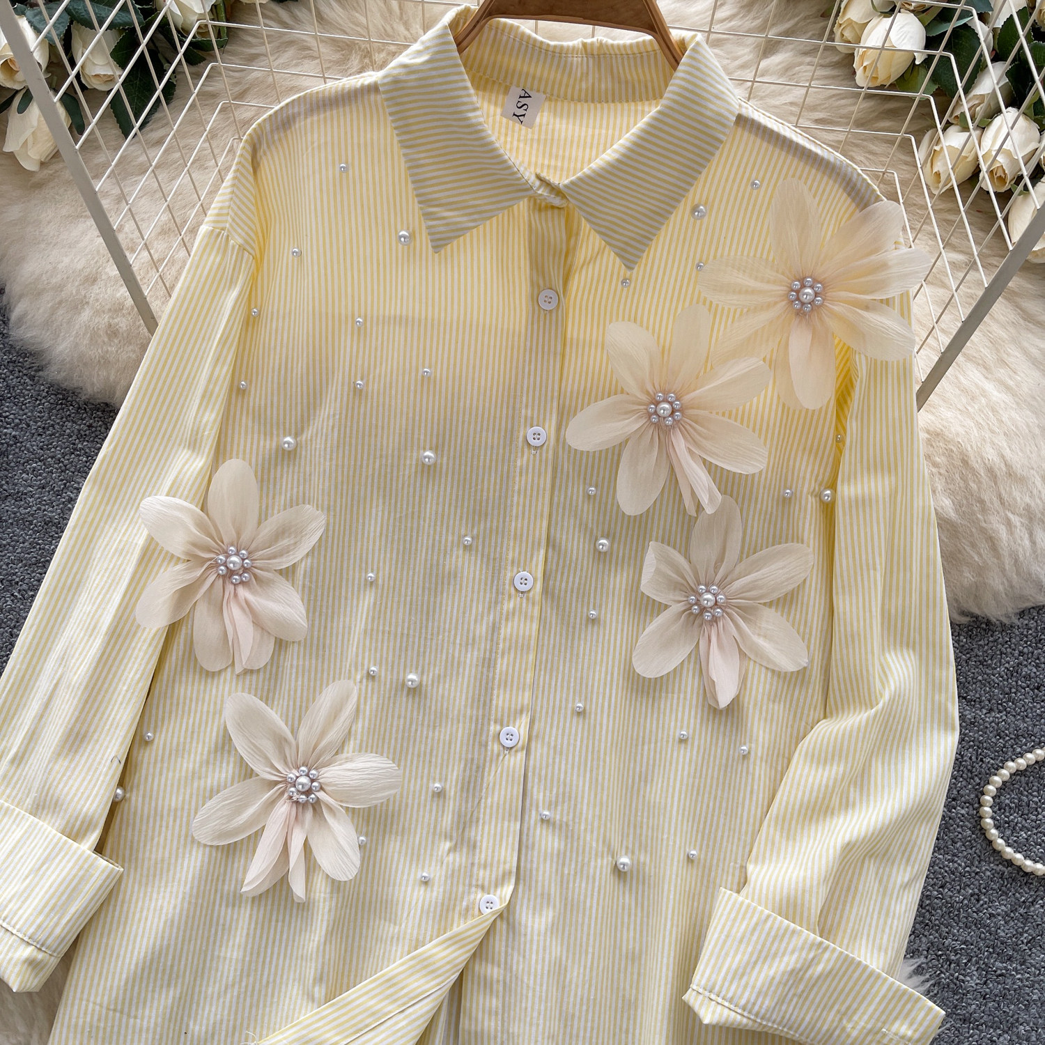 Летняя трехмерная дизайнерская рубашка, европейский стиль, в цветочек, свободный крой 