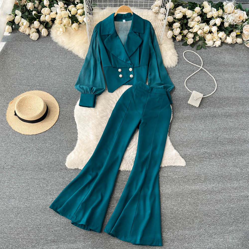 Women's Sets Autumn Solid Coat Casual High Waist Two Piece Set Jogging