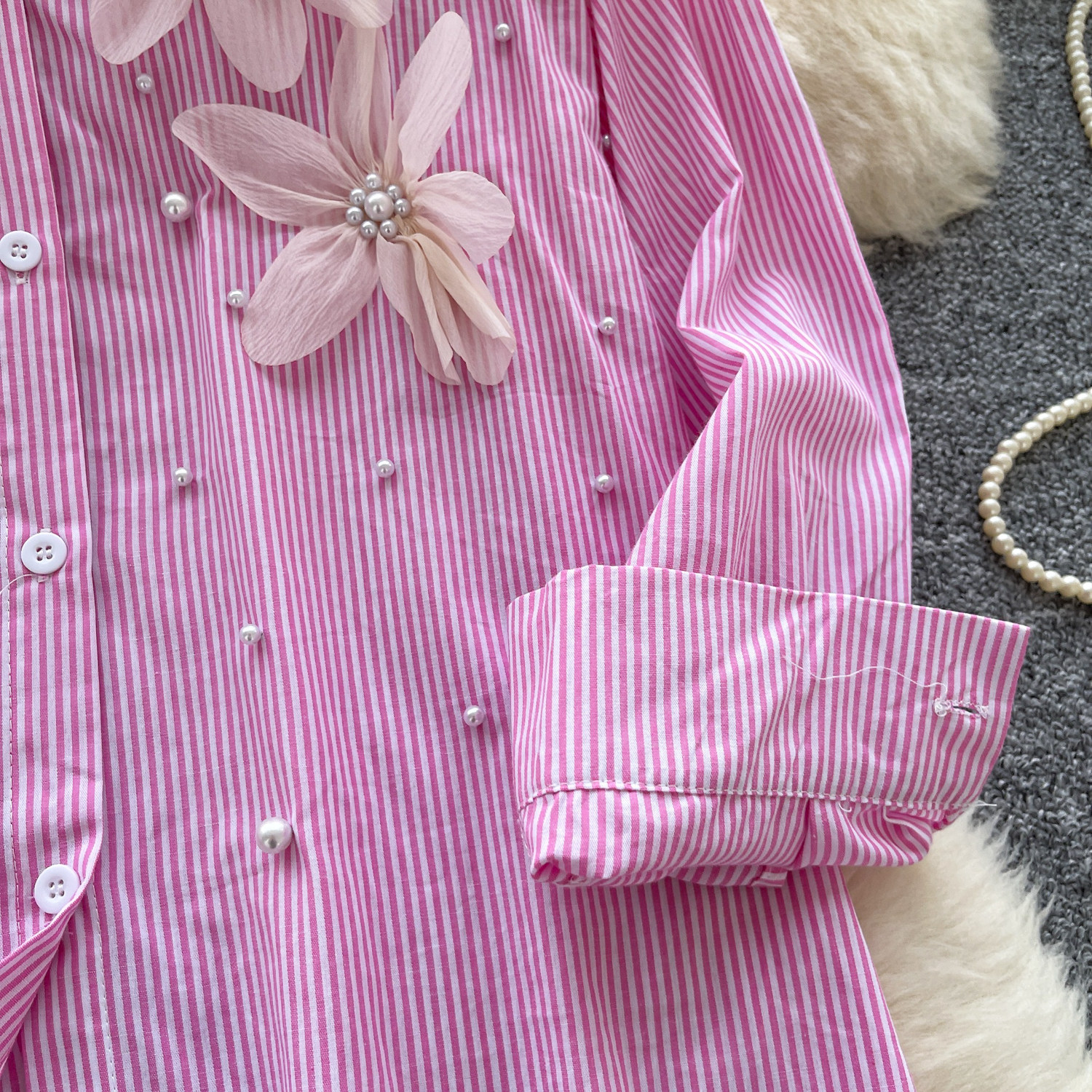 Летняя трехмерная дизайнерская рубашка, европейский стиль, в цветочек, свободный крой 