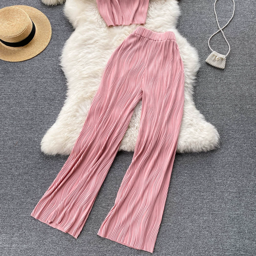 Women Summer Fashion Pants Set Sexy Off Shoulder Strapless Short Tops & High Waist Long Pants Two Piece Suits plus size jogging suits