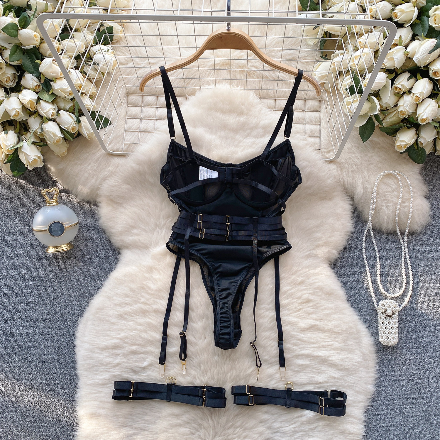 Chill gio Frauen Spitze Body suits Dessous Mode enge einteilige Kombination Cat suits heiße schlanke sexy Mode intime Mesh Stram pler – Detail 14