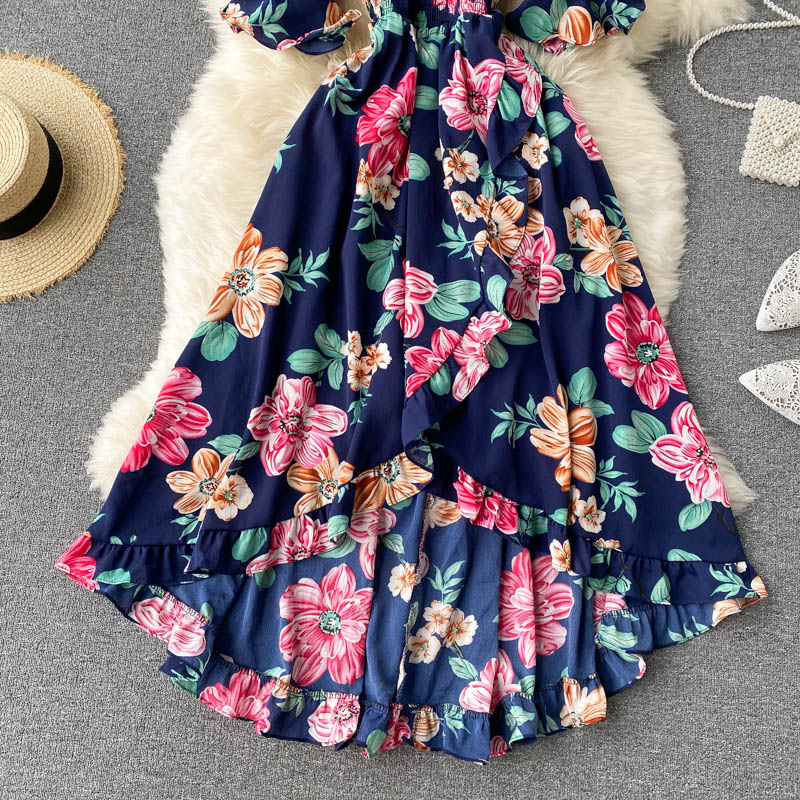 Abito da donna con volant irregolare a maniche corte - Ame Morena