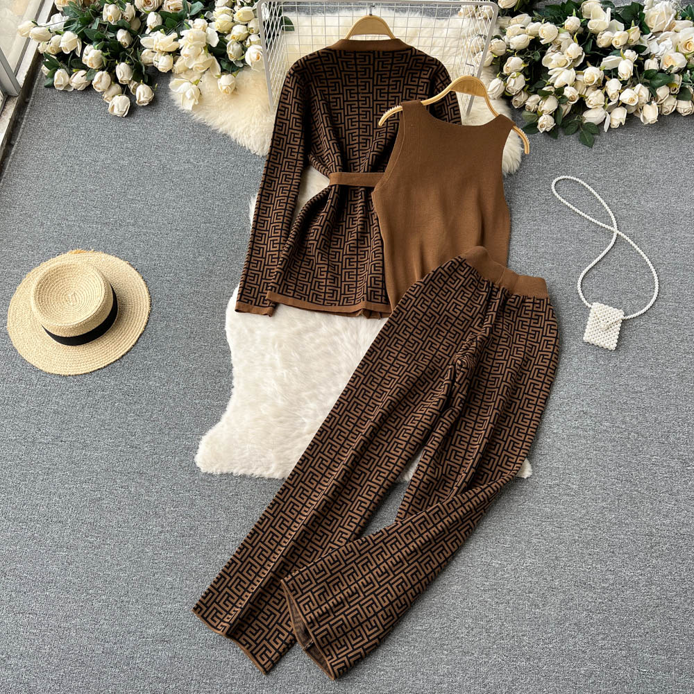 Women's Simple Style Printing Polyester Blending Belt Pants Sets display picture 2