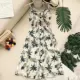 Bên bờ biển kỳ nghỉ dứa in V-Cổ pocket cao eo slim strap dress Một từ pettiskirt bãi biển váy nữ triều