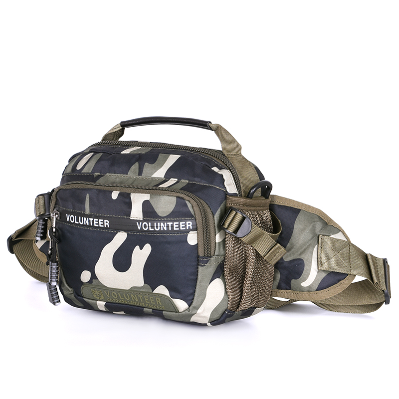 Camouflage sports riding waist bag men's multi-function water bottle waist bag large capacity messenger bag portable waterproof canvas bag women