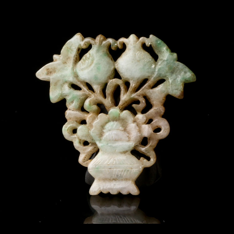 Old Jade R1109L9-Qing Dynasty-Old Jade Flower Pieces- Jade A Goods-With Certificate (3 9cm6 75g)