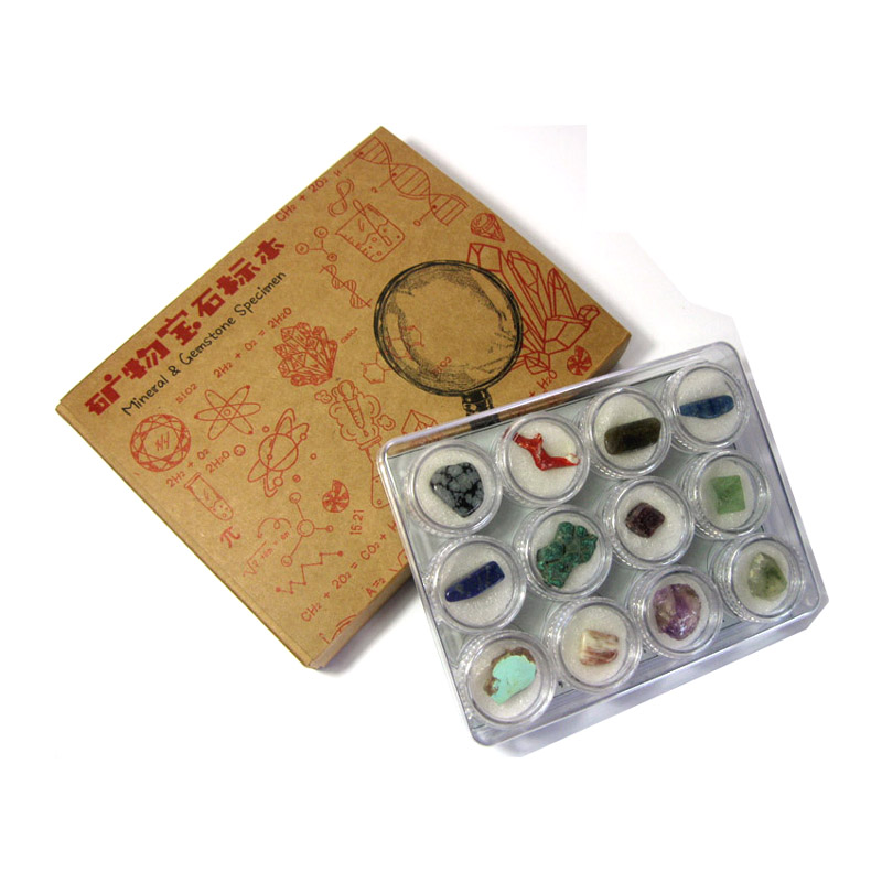 Mineral jewel specimens-Gems original stone Peubena 12 types of boxed-jewel suit-jewel gift