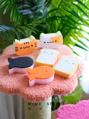 Mint Shito Mengmengda cat dishwashing towel Japanese dishwashing brush cleaning cloth sponge double-sided pet bowl