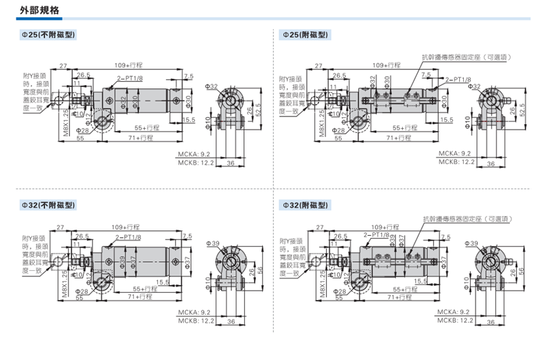 Цилиндр 焊接夹紧气缸ck1a/mcka/40/63x50x75x100x125x150/200/sy Rkn