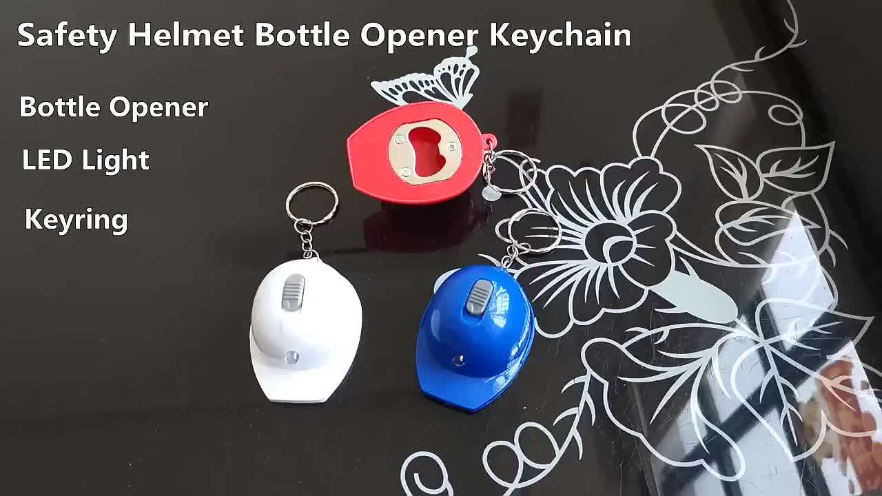 Hard Hat Shaped Led Keychain Bottle Opener Safety Helmet Keyring Buy