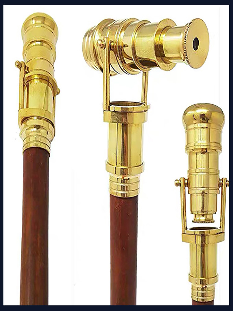 British gentleman cane British retro fashion scepter Gold telescope Copper handle Imported cane cane gift