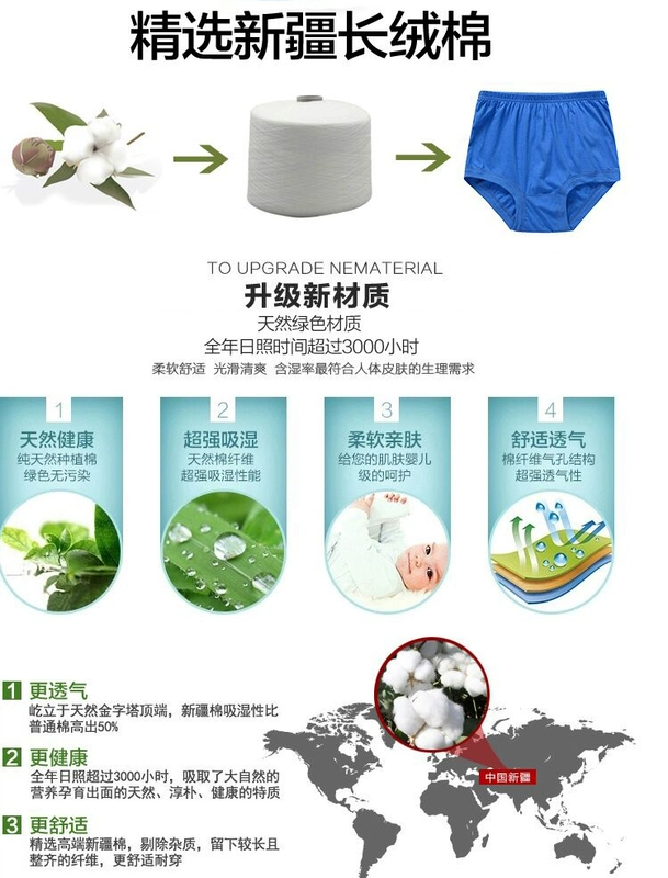 Ông già cộng với phân bón để tăng trung niên và trung niên đồ lót nam kích thước lớn cotton quần short cotton cao eo tam giác đồ lót daddy