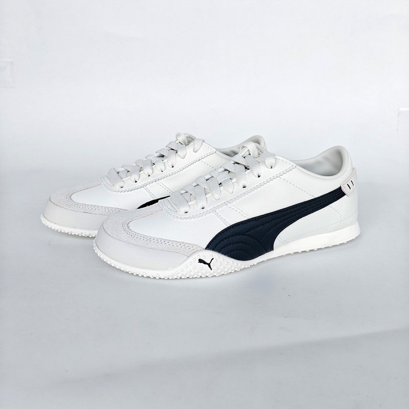 Puma Bella Series Women's T-Toe Black and White Leather Low-Top Casual Sneakers 405256 403554