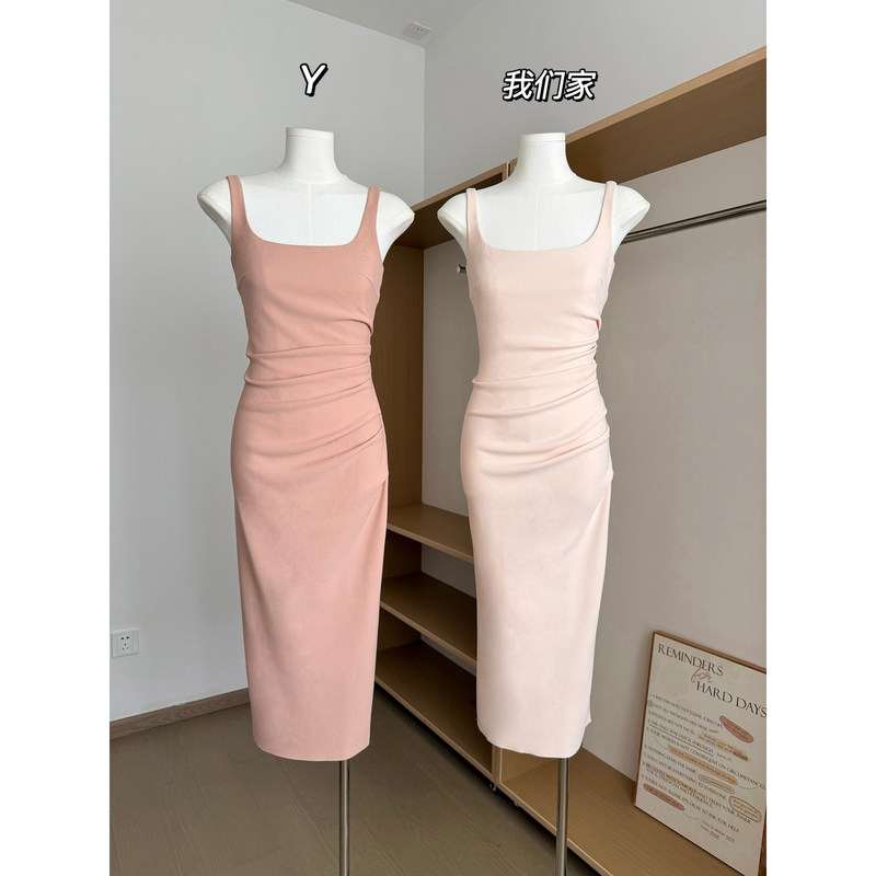 Egg Meow【You Are Gentler Than the Sunset, Miss Monaco】New Product 26, Pleated Bodycon Elastic Spaghetti Strap Dress Egg Meow【You Are Gentler Than the Sunset, Miss Monaco】New Product 26, Pleated Bodycon Elastic Spaghetti Strap Dress