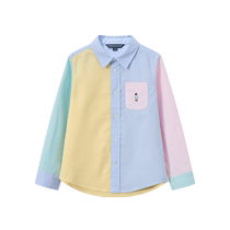 TeenieWeenie Kids Bear Childrens Clothing 25 Years New Boys Classic College Style Contrast Color Splicing Shirt