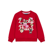 TeenieWeenie Kids Bear Childrens Wear 24 Spring and Autumn New Girls Round Neck Printed Velvet Pullover Sweatshirt