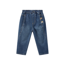 TeenieWeenie Kids 24 autumn new baby boy cute embroidered stretch denim trousers