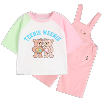 (Brother and sister clothing) TeenieWeenieKids bear childrens clothing for men and women baby summer T-shirt suit overalls