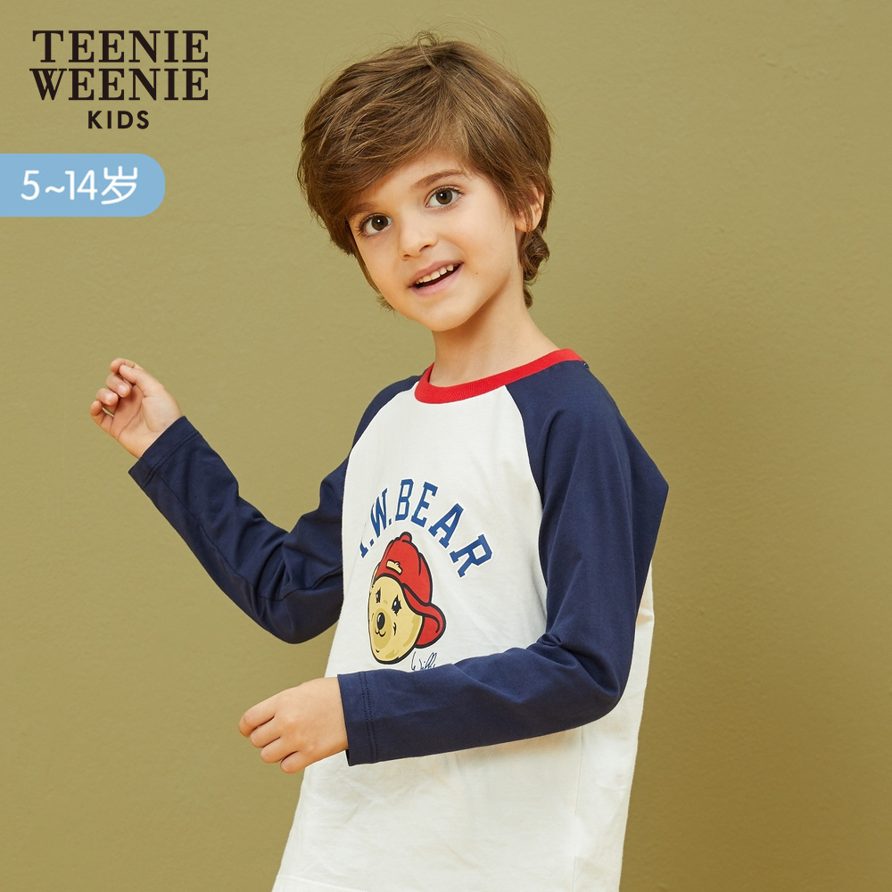 Teenie Weenie Kids Kids Boys Boys T-shirt dài tay đáy-out đầu mùa xuân và mùa thu của trẻ em.