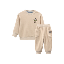 TeenieWeenie Kids Bear Childrens Wear 24 Autumn and Winter Mens and Womens Velvet Pit Strip Sweatshirt and Sweatpants Suit