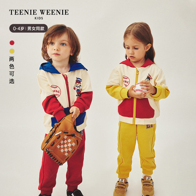 TeenieWeenie Kids small bear boy clothing male and female baby 23 years Fall new collage-style suit-Taobao