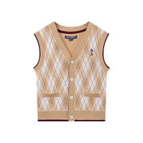 TeenieWeenie Kids Bear Childrens Clothing 24 Fall Boys Casual Diamond Knitted Sweater Cardigan Vest