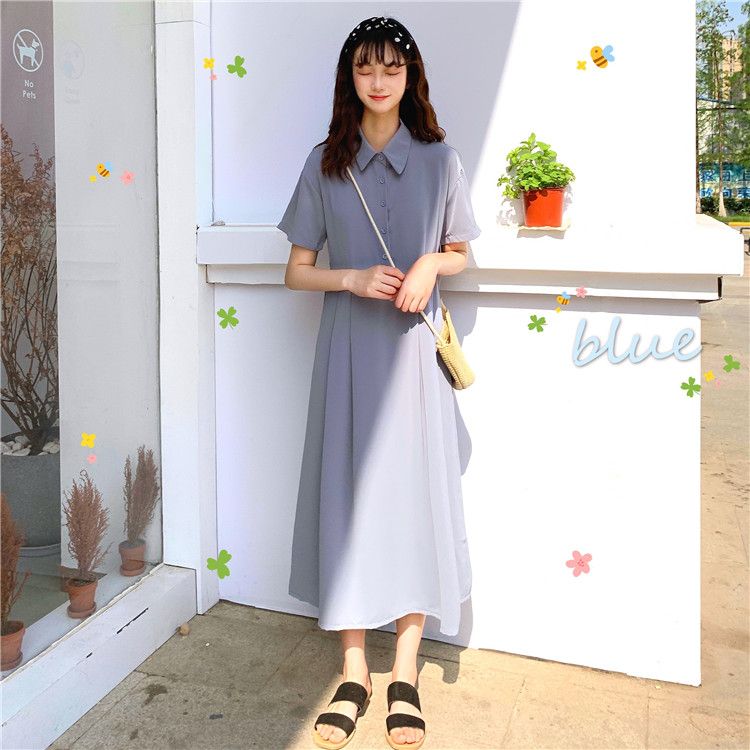 Váy bạn gái dài và ngắn Váy nữ 2019 hè mới Hàn Quốc phiên bản váy eo cao búp bê Một chiếc váy chữ - A-Line Váy