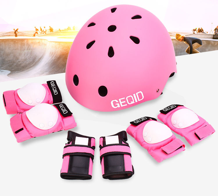GEQID Wheel Slide Protection Children's Helmet Full Suit Skateboard Guard With Ice Skating Balance Car Guard Kneecap