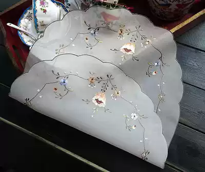 Foreign trade inventory raw silk hand embroidery Retro fabric coaster plate mat placemat vase mat 35x50CM value boutique