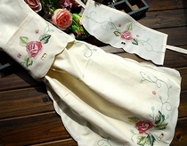 Foreign Trade Cotton American Country Fabric Embroidery Curtain Tied Tape 13X70CM Retro Pastoral Rose Value