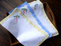 Foreign trade cotton hand embroidered fabric napkin small square towel decorative mat edge two-color 34CM value