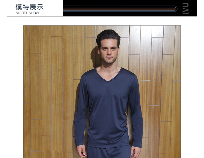 Áo thun cotton cổ chữ V mùa thu và mùa đông cho nam của Lifang là áo ấm thoải mái phục vụ đồ ngủ tại nhà hàng đầu UL0046 pijama ngắn tay