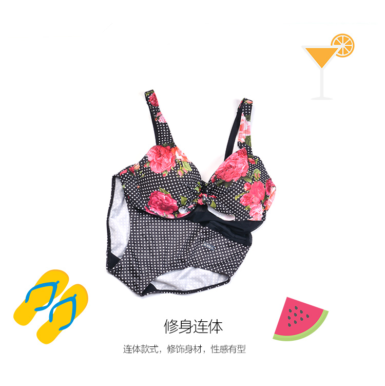Áo tắm nữ một mảnh hình tam giác E-BRA in hình ngọt ngào tập hợp bộ đồ tắm suối nước nóng KS0154 - Bộ đồ bơi One Piece đồ bơi liền thân