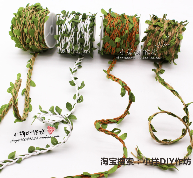 Handmade Wax Thread Clog Leaf Simulation Vines DIY ropes Tangle Tubes Clothing Embellished Hemp Rope Suspended Ceiling 10 m