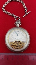 Qing Dynasty antique eight-day pocket watch gold-plated movement porcelain engraved pocket watch