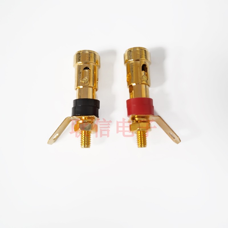Small - pin spring junction column copper plated audio trumpet pressing self - lock terminal block one price
