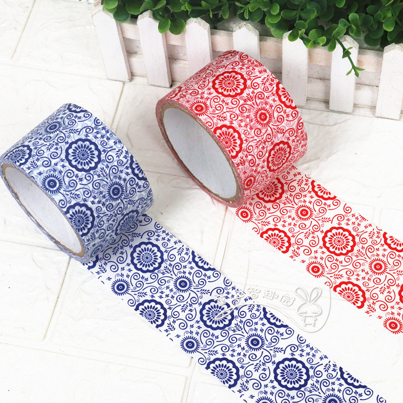 To embellish the kindergarten metope decorate tape stickers Chinese wind of blue and white porcelain decorative background wall stick DIY border