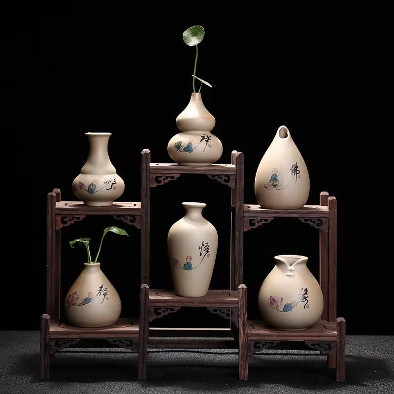 To embellish the mini small imitation stone flower pot coarse pottery nonporous retro flower vase move bag mail hydroponic the plants